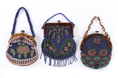 Lot 88 - Twelve beaded purses, mostly with celluloid...