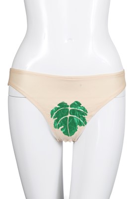 Lot 324 - A pair of Vivienne Westwood nude polyester fig leaf knickers, 'Voyage To Cythera' collection, Autumn-Winter 1989-90