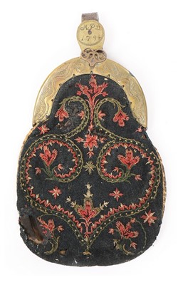 Lot 234 - A wool and gilt metal chatelaine purse,...