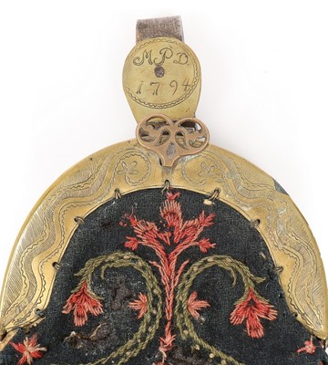 Lot 94 - A wool and gilt metal chatelaine purse,...