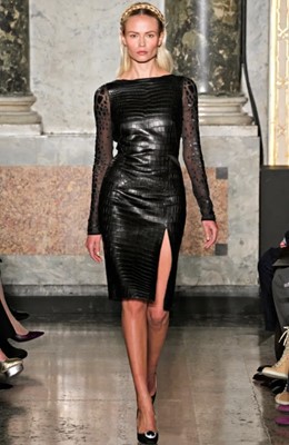 Lot 325 - An Emilio Pucci by Peter Dundas black leather and silk dress, Autumn-Winter 2012-13