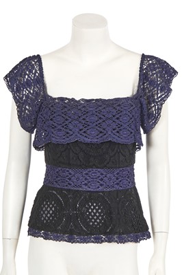 Lot 353 - A Vivienne Westwood black and purple lace corset top, early 2000s