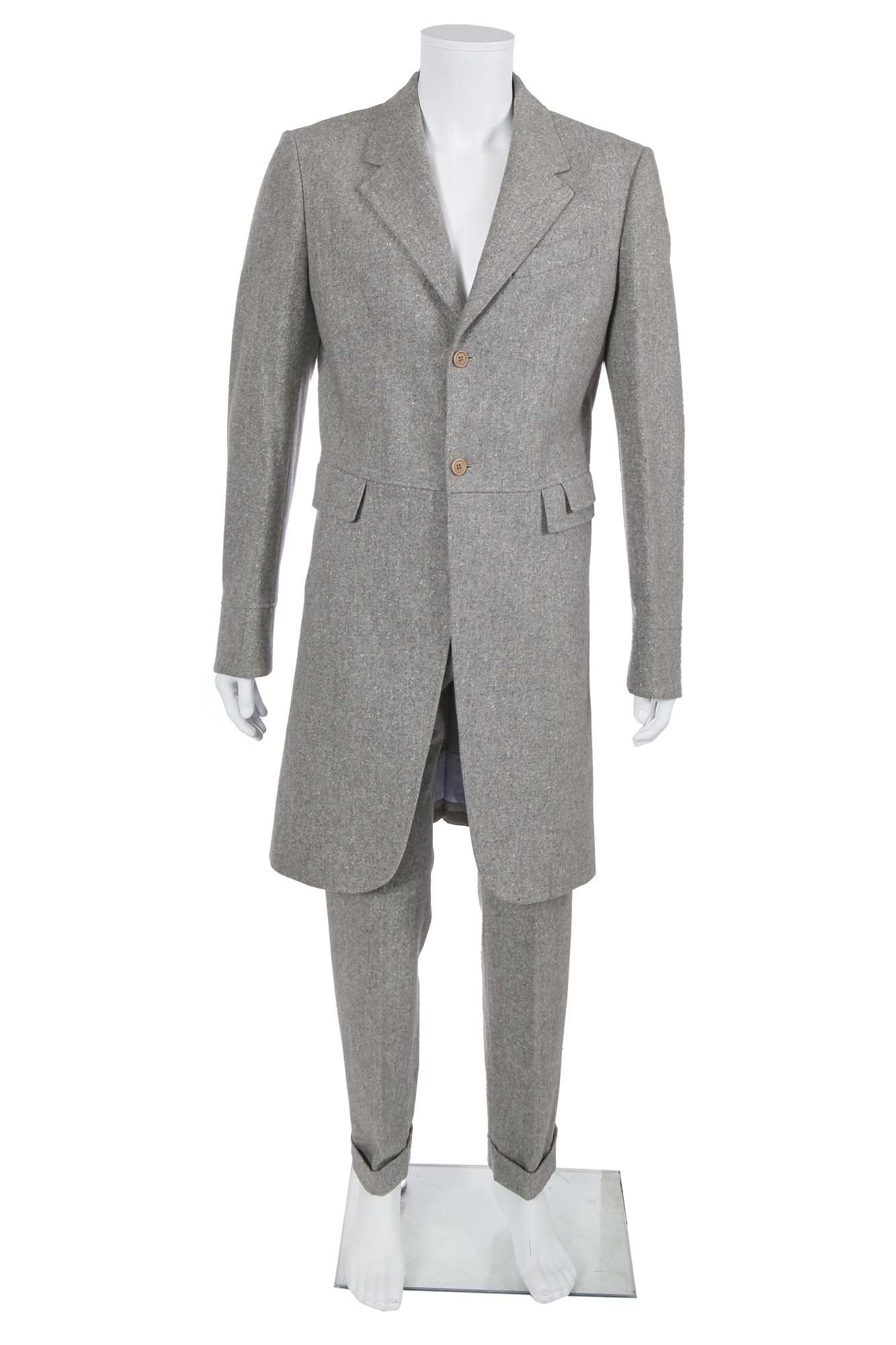 Lot 29 - An Alexander McQueen men's grey wool-cashmere blend suit, 'Eshu' collection, Autumn-Winter 2000-01