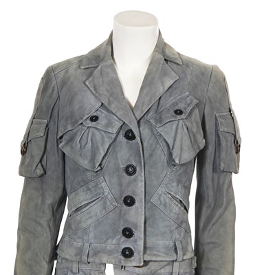 Lot 363 - A Christian Dior by John Galliano lilac suede suit, 'Fetish and Japan' collection, Autumn-Winter 2003-04