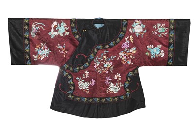 Lot 918 - A wine damask silk informal jacket, magua, Chinese, circa 1910