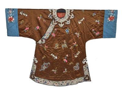 Lot 897 - A woman's brown satin informal robe, ao, circa 1900