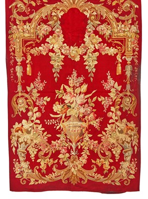 Lot 885 - An embroidered and appliqued felted wool wall hanging, French, late 19th century