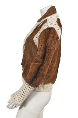 Lot 368 - A Christian Dior by John Galliano brown goat fur and white knitted alpaca wool jacket, Autumn-Winter 2001-02