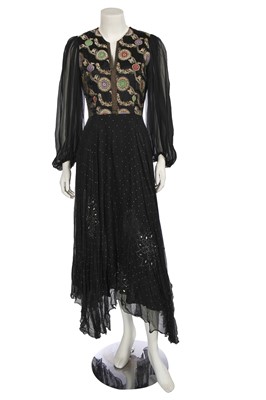 Lot 640 - A Thea Porter black silk dress, early 1970s