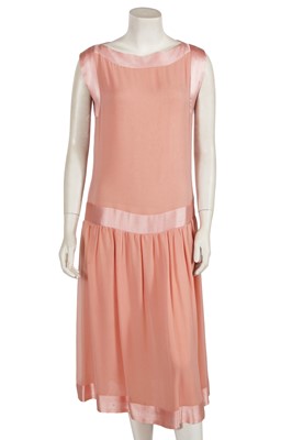 Lot 57 - A Chanel 1920s-inspired salmon pink silk chiffon dress, early 1980s