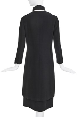 Lot 60 - A Gabrielle Chanel haute couture black wool and silk ensemble, circa 1969