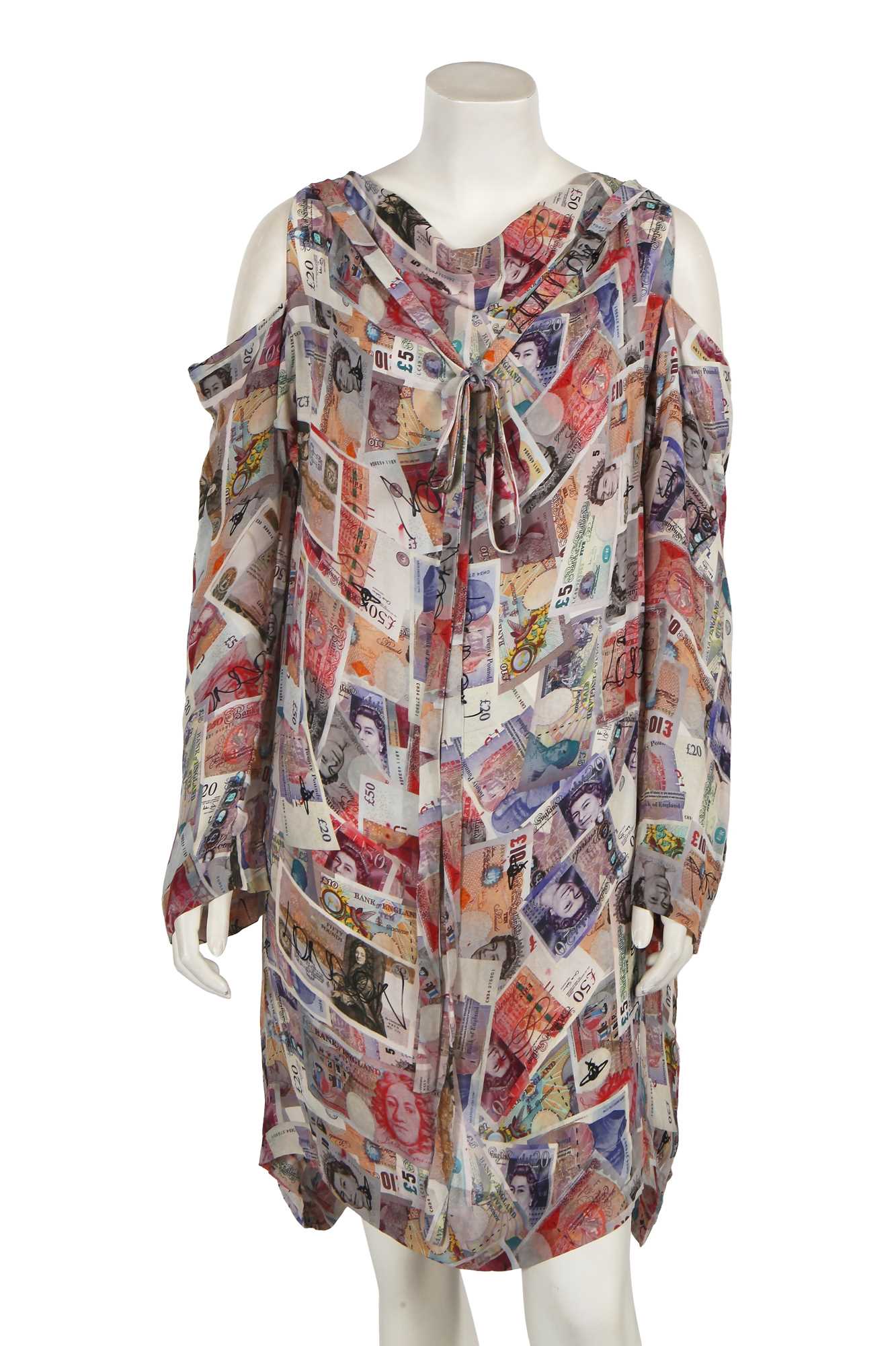 Lot 172 - A Vivienne Westwood money-print silk georgette dress, 'London' collection, Autumn-Winter 2012-13