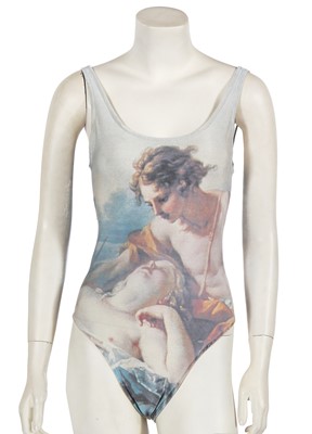 Lot 531 - A Vivienne Westwood printed lycra swimsuit, 'Cut, Slash & Pull' collection, Spring-Summer 1991