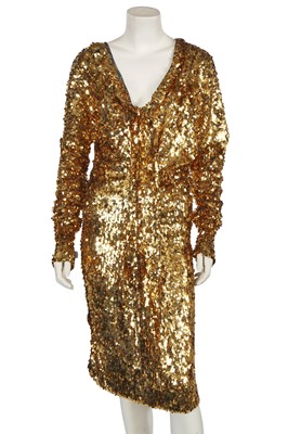 Lot 130 - A Vivienne Westwood gold sequined dress, 'World Wide Woman' collection, Autumn-Winter 2011-12