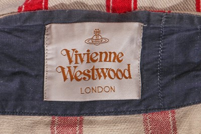 Lot 346 - A Vivienne Westwood ecru and red Harvard striped kitchen towel ensemble, circa 2005
