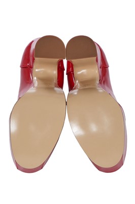 Lot 179 - A pair of Vivienne Westwood red patent leather elevated ghillie heels, 2000s