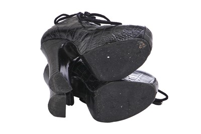 Lot 178 - A pair of Vivienne Westwood black mock-croc leather elevated ghillie heels, 2000s