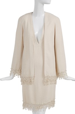 Lot 191 - A Jean-Louis Scherrer haute couture by Stéphane Rolland ivory wool coat, Autumn-Winter 1998-99