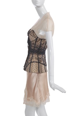 Lot 143 - A Christian Dior by John Galliano nude silk and black lace ensemble, 'Film Noir' collection, Spring-Summer 2010