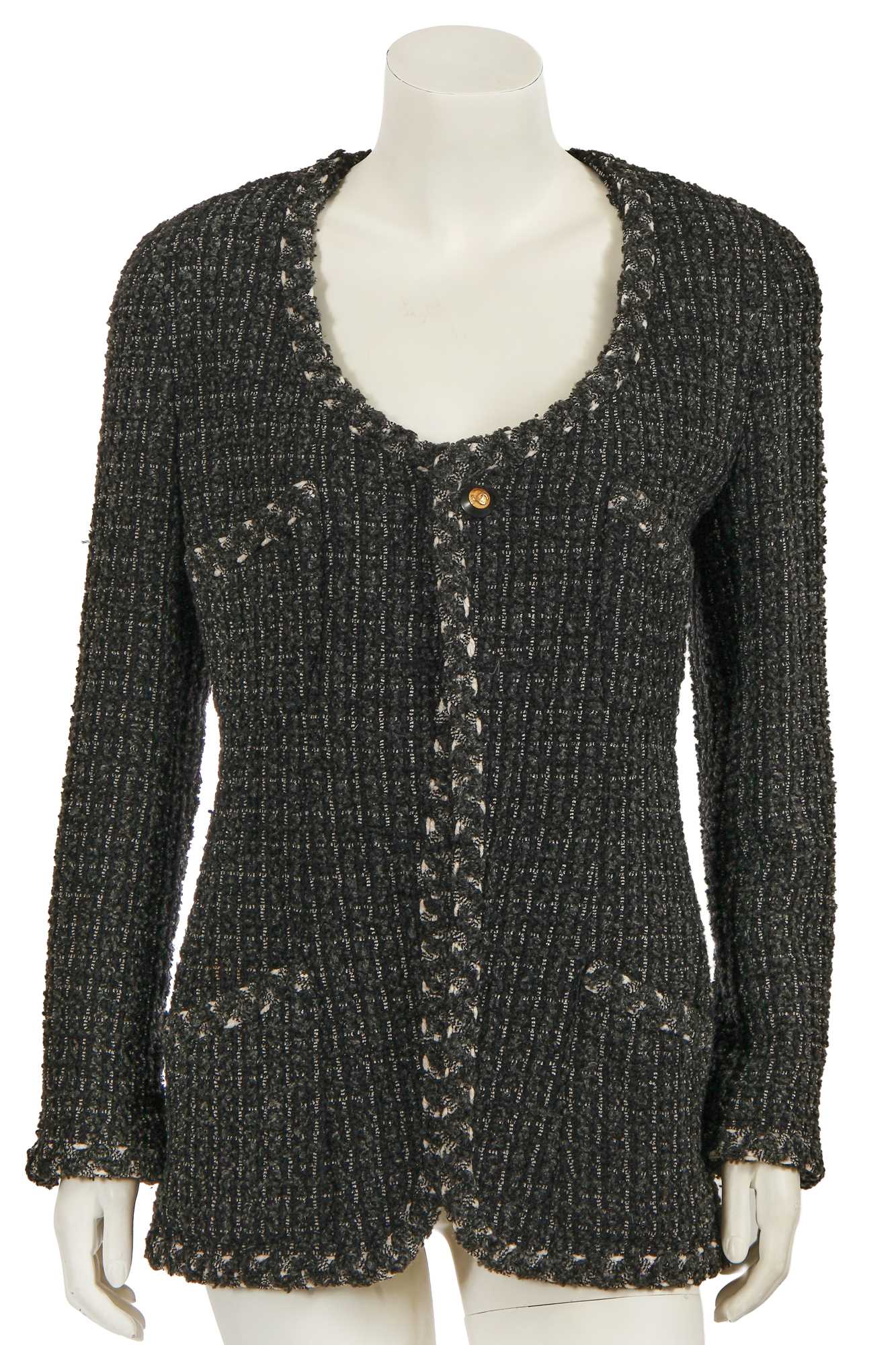 Lot 35 - A Chanel by Karl Lagerfeld grey and black tweed jacket, 1990s