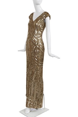 Lot 128 - A fine Alexander McQueen gold beaded and sequined evening dress, 'In Memory of Elizabeth Howe, Salem 1692' or 'Witches of Salem' collection, Autumn-Winter 2007-08