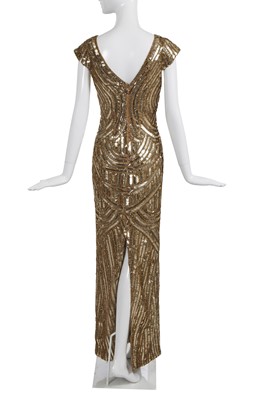 Lot 128 - A fine Alexander McQueen gold beaded and sequined evening dress, 'In Memory of Elizabeth Howe, Salem 1692' or 'Witches of Salem' collection, Autumn-Winter 2007-08