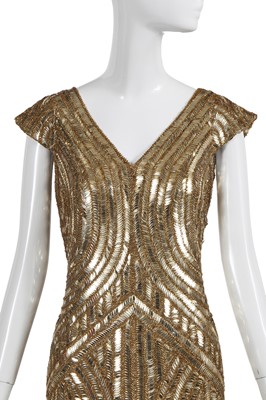 Lot 128 - A fine Alexander McQueen gold beaded and sequined evening dress, 'In Memory of Elizabeth Howe, Salem 1692' or 'Witches of Salem' collection, Autumn-Winter 2007-08