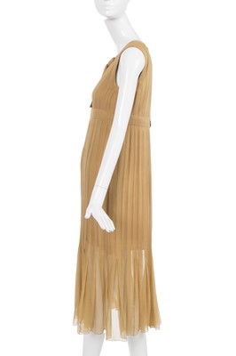 Lot 36 - A Chanel haute couture by Karl Lagerfeld buff silk chiffon dress, Spring-Summer 1993