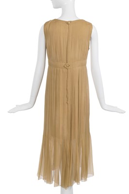 Lot 36 - A Chanel haute couture by Karl Lagerfeld buff silk chiffon dress, Spring-Summer 1993