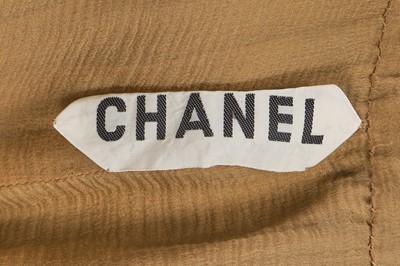 Lot 36 - A Chanel haute couture by Karl Lagerfeld buff silk chiffon dress, Spring-Summer 1993