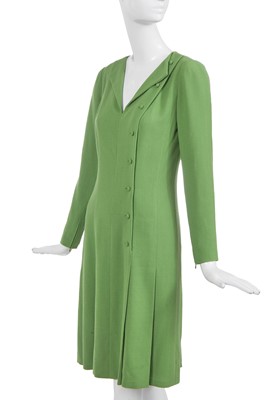 Lot 33 - A Chanel haute couture by Karl Lagerfeld lime green moss crêpe coat dress, Spring-Summer 1998