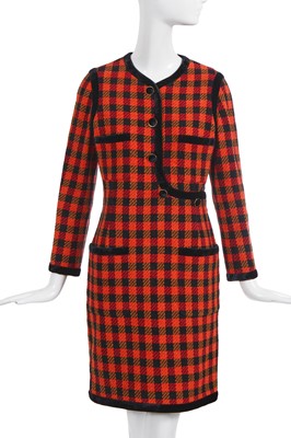 Lot 41 - A Chanel by Karl Lagerfeld multicoloured tweed and velvet dress, circa 1990