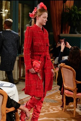 Lot 4 - A Chanel by Karl Lagerfeld red tweed coat, 'Paris Cosmopolite' collection, Metiers d'Art, Pre-Fall 2017