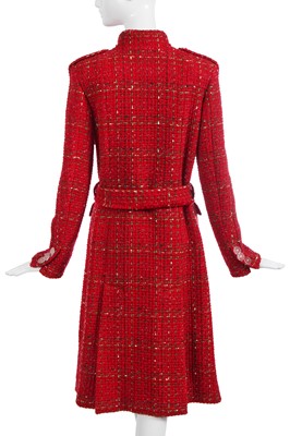 Lot 4 - A Chanel by Karl Lagerfeld red tweed coat, 'Paris Cosmopolite' collection, Metiers d'Art, Pre-Fall 2017