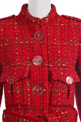 Lot 4 - A Chanel by Karl Lagerfeld red tweed coat, 'Paris Cosmopolite' collection, Metiers d'Art, Pre-Fall 2017
