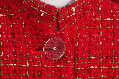 Lot 4 - A Chanel by Karl Lagerfeld red tweed coat, 'Paris Cosmopolite' collection, Metiers d'Art, Pre-Fall 2017
