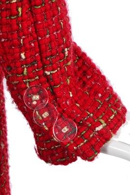 Lot 4 - A Chanel by Karl Lagerfeld red tweed coat, 'Paris Cosmopolite' collection, Metiers d'Art, Pre-Fall 2017