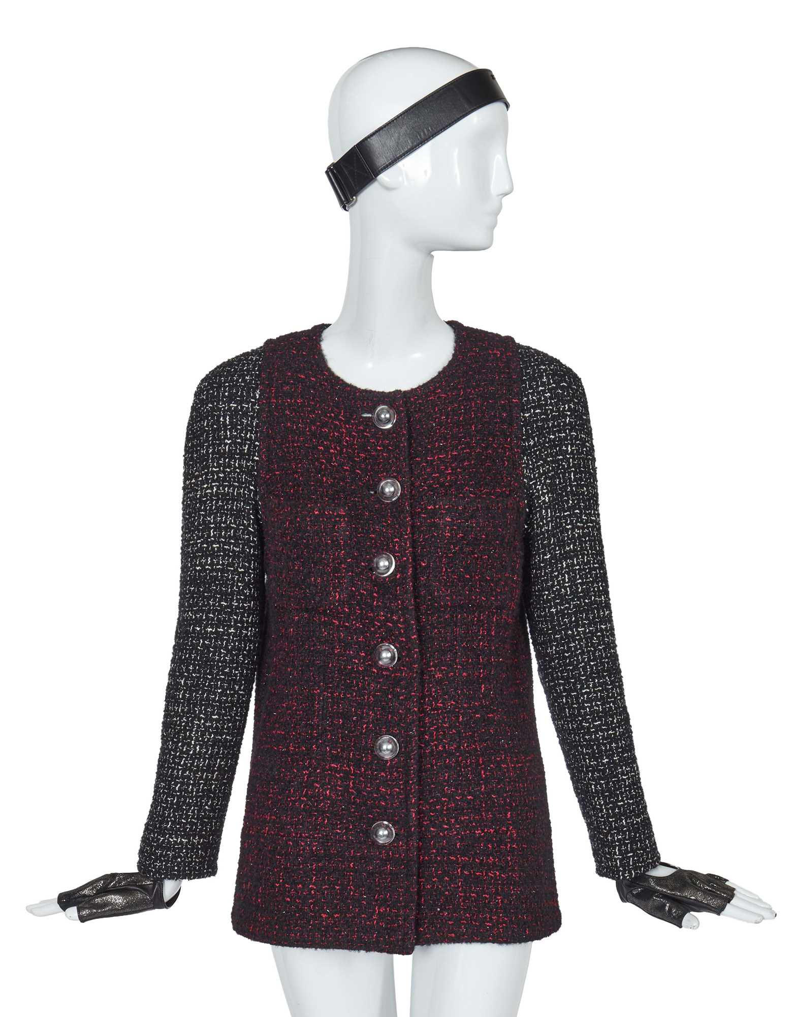 Lot 2 - A Chanel by Karl Lagerfeld black and red tweed jacket, 'Chanel Airspace' collection, Autumn-Winter 2017-18