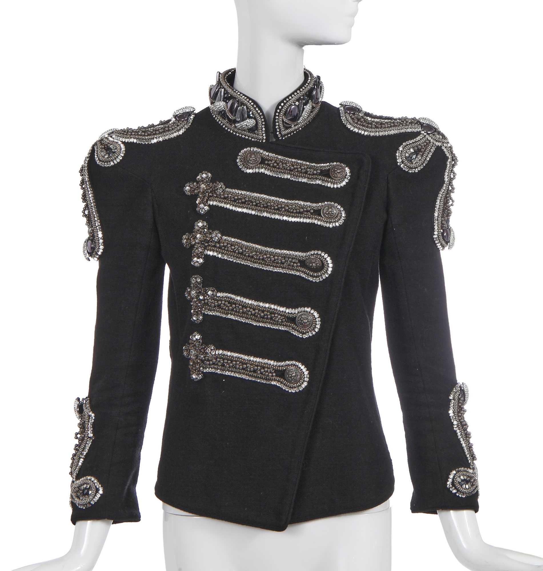 Lot 180 - A Balmain by Christophe Decarnin embellished black cotton jacket, Spring-Summer 2009