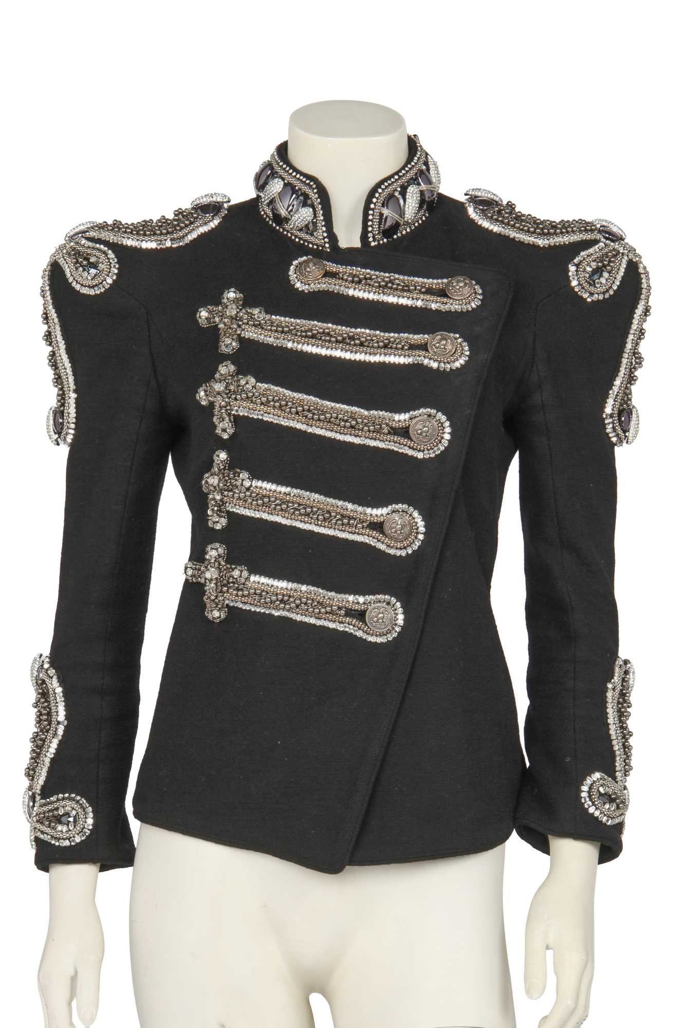 Lot 232 - A Balmain by Christophe Decarnin embellished black cotton jacket, Spring-Summer 2009