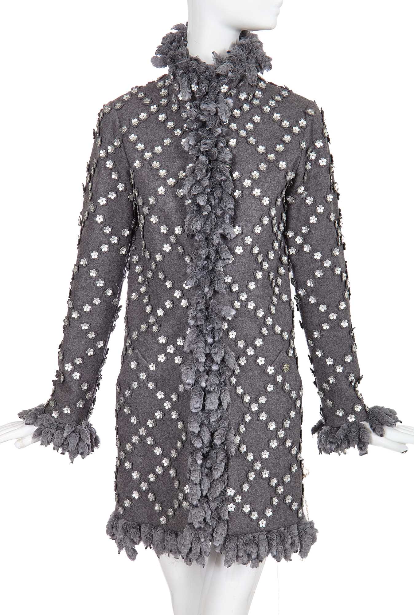 Lot 8 - A fine Chanel by Karl Lagerfeld felted grey wool coat, 'Paris-Bombay' collection, Métiers d'Art, Pre-Fall 2012