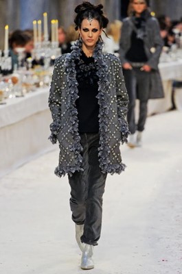 Lot 8 - A fine Chanel by Karl Lagerfeld felted grey wool coat, 'Paris-Bombay' collection, Métiers d'Art, Pre-Fall 2012