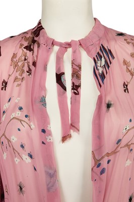 Lot 556 - A Thea Porter printed pink chiffon dress, 1970s