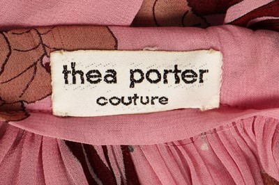 Lot 556 - A Thea Porter printed pink chiffon dress, 1970s