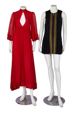 Lot 554 - A Thea Porter bright scarlet chiffon 'Faye' dress, 1970s