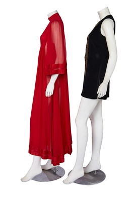 Lot 554 - A Thea Porter bright scarlet chiffon 'Faye' dress, 1970s