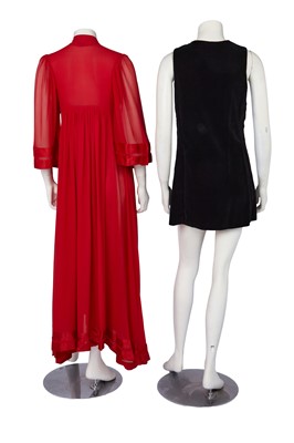 Lot 554 - A Thea Porter bright scarlet chiffon 'Faye' dress, 1970s
