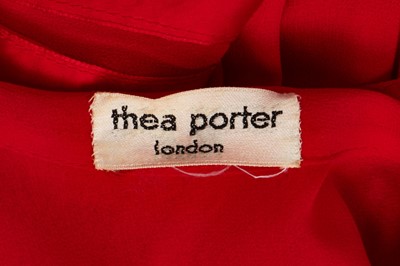 Lot 554 - A Thea Porter bright scarlet chiffon 'Faye' dress, 1970s