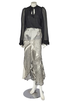 Lot 551 - A Thea Porter black chiffon blouse and two chiffon skirts, circa 1971