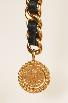Lot 52 - A Chanel by Karl Lagerfeld gilt and leather chain belt, circa 1985